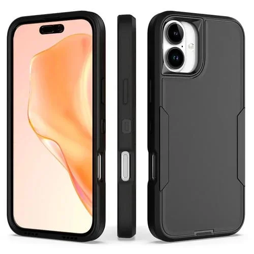 Funda de Teléfono Magnética PC y TPU 2 En 1 para iPhone 16 Plus (Negra)