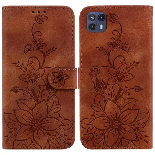 Funda de Teléfono Motorola Moto G50 5G Lily Cuero en Relieve (Marrón)