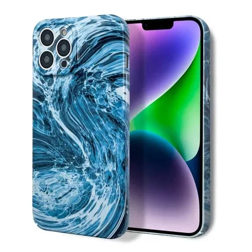 Funda de teléfono para iPhone 11 Pro con patrón de mármol (Azul Marino y Blanco)