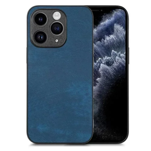 Funda de Teléfono para iPhone 11 Pro Max con Contraportada de Cuero Vintage para PC (Azul)
