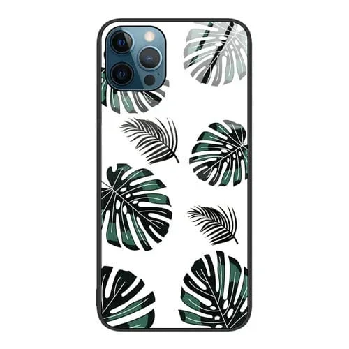 Funda de teléfono para iPhone 12 Pro Max vidrio pintado colores (Hoja de Plátano)