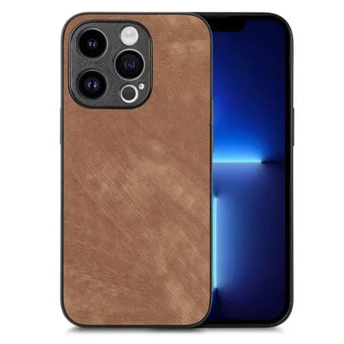 Funda de Teléfono para iPhone 13 Pro con Contraportada de Cuero Vintage para PC (Marrón)
