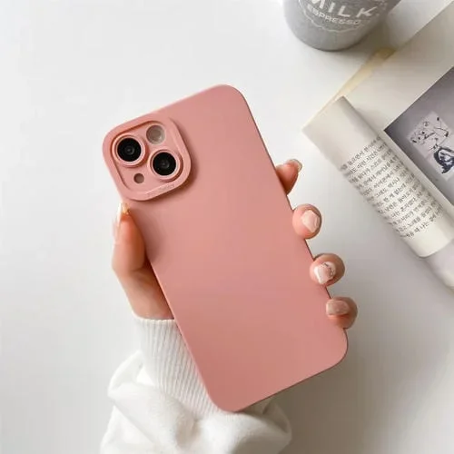 Funda de Teléfono para iPhone 13 Pro Silicona Líquida con Lado Recto (Rosa)