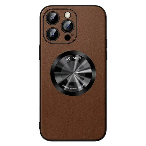 Funda de teléfono para iPhone 13 Pro Sulada magnética Magsafe de cuero de microfibra (Marrón)