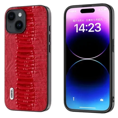 Funda de Teléfono para iPhone 14 Abel Cuero Genuino Weilai Series (Rojo)