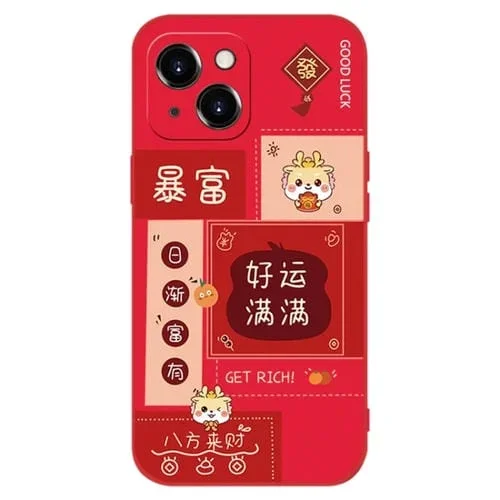 Funda de teléfono para iPhone 14 silicona a prueba de golpes (Roja)