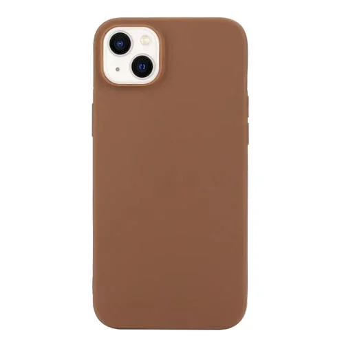 Funda de Teléfono para iPhone 14 Silicona Esmerilada Color Sólido (Café)