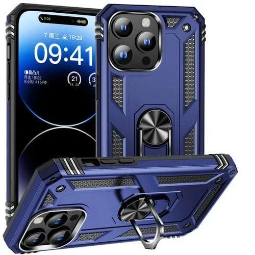 Funda de Teléfono para iPhone 15 Pro Max TPU + PC a Prueba de Golpes con Soporte (Azul)