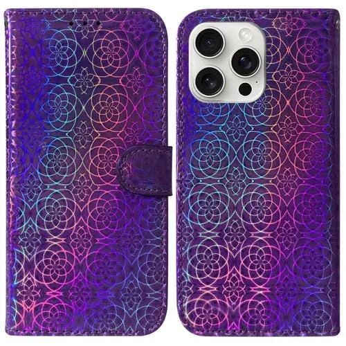 Funda de Teléfono para iPhone 16 Pro Cuero con Hebilla Magnética (Púrpura)