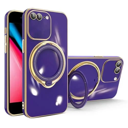 Funda de Teléfono para iPhone 8 Plus y 7 Plus Multifunción Galvanizado con Soporte Magsafe (Morado Oscuro)