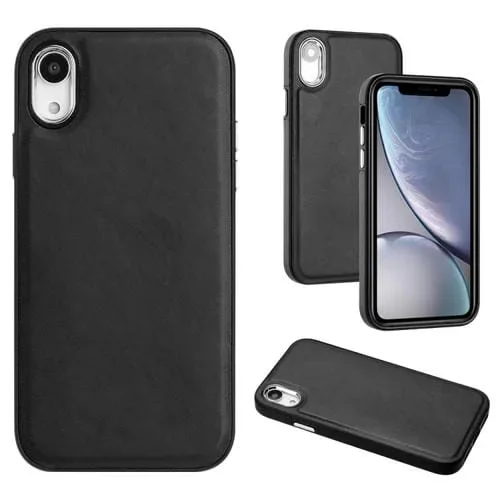 Funda de Teléfono para iPhone Xr Cobertura Completa Textura de Cuero (Negro)