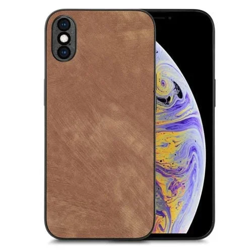 Funda de Teléfono para iPhone Xs Max con Contraportada de Cuero Vintage para PC (Marrón)