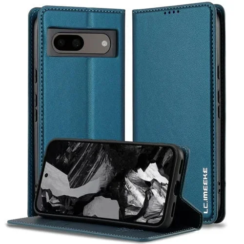 Funda de Teléfono PU con Textura Fina Esmerilada para Google Pixel 8 Lc.Imeeke L1 Series (Azul)