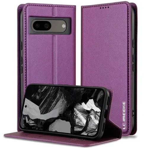 Funda de Teléfono PU Lc.Imeeke L1 Series para Google Pixel 7A con Textura Esmerilada (Morado)
