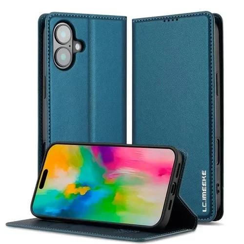 Funda de teléfono Pu Lc.Imeeke L1 Series para iPhone 16 Plus (Azul)