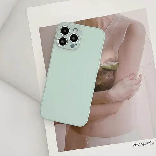 Funda de Teléfono Skin para iPhone 12 Pro Max Vidrio Templado Esmerilado (Verde Claro)