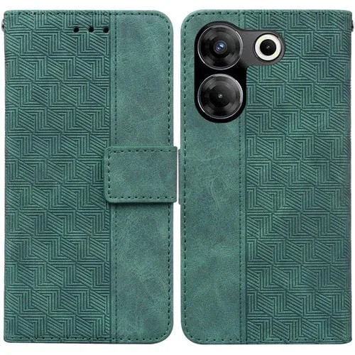 Funda de Teléfono Tecno Camon 20 Pro 5G Cuero Relieve Geométrico (Verde)
