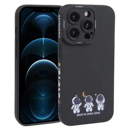 Funda de Teléfono TPU iPhone 12 Pro Max Patrón de Astronauta (Negro)