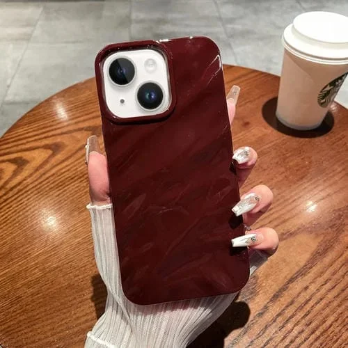 Funda de Teléfono TPU iPhone 14/13 Textura de Onda Color Sólido (Rojo Vino)