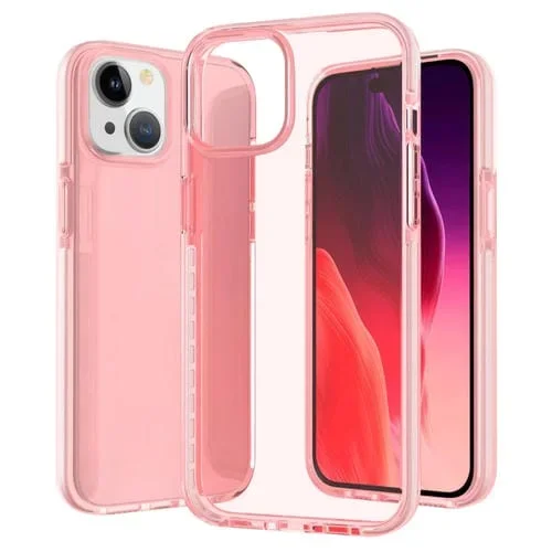 Funda de Teléfono TPU iPhone 15 Plus Alta Transparencia a Prueba de Golpes (Rosa)