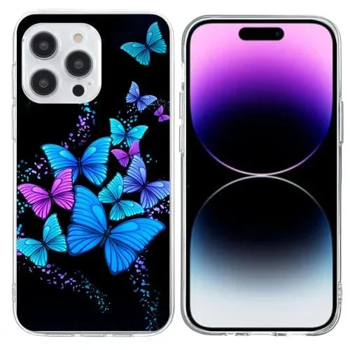 Funda de Teléfono TPU iPhone 16 Pro Max Patrón Pintura Colorida Mariposas