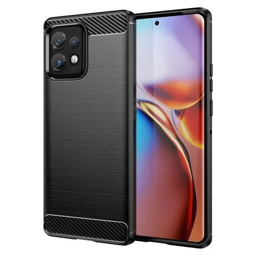 Funda de Teléfono TPU Motorola Moto X40 Fibra de Carbono Textura Cepillada (Negro)