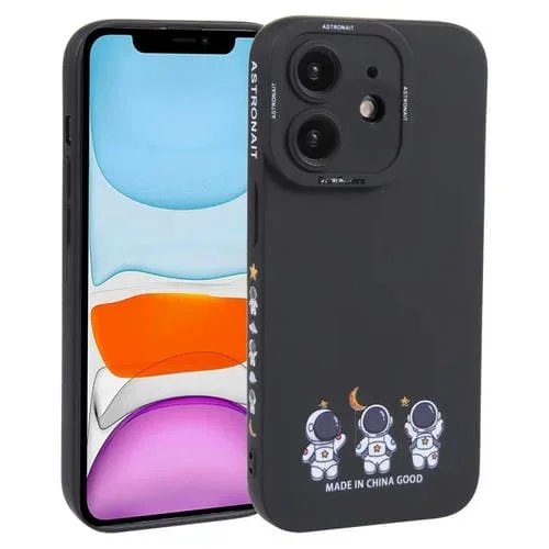 Funda de Teléfono TPU para iPhone 11 Patrón de Astronauta (Negro)