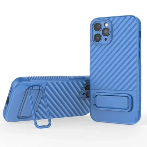 Funda de Teléfono TPU para iPhone 11 Pro con Textura Ondulada y Película de Lente (Azul)
