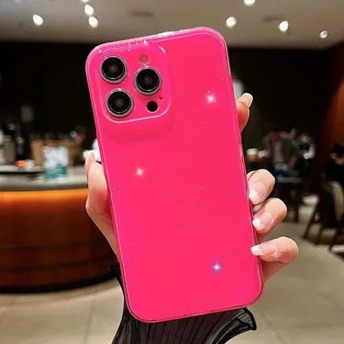 Funda de Teléfono TPU para iPhone 12 Pro Max Jelly Glitter Color Sólido (Rosa Roja)