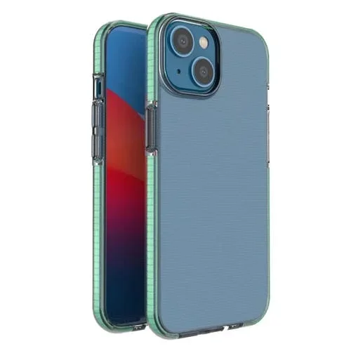 Funda de teléfono TPU para iPhone 14 Transparente dos colores (Verde Menta)