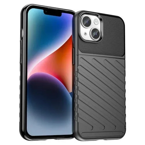 Funda de teléfono TPU para iPhone 15 Thunderbolt a prueba de golpes (Negro)