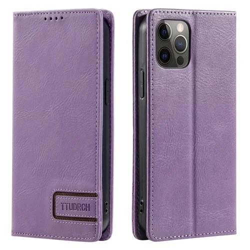 Funda de teléfono Ttudrch para iPhone 11 Pro Cuero Magnético con Textura Retro (Púrpura)