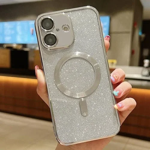 Funda de TPU MagSafe con galvanoplastia brillante para iPhone 17 (plateada)
