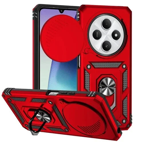 Funda Deslizante con Soporte para Cámara para Redmi 14C 4G (Roja)
