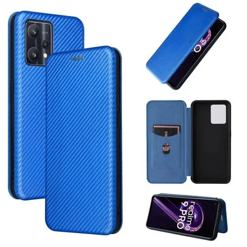 Funda Flip Cuero con Fibra de Carbono para OnePlus Nord Ce 2 Lite 5G (Azul)