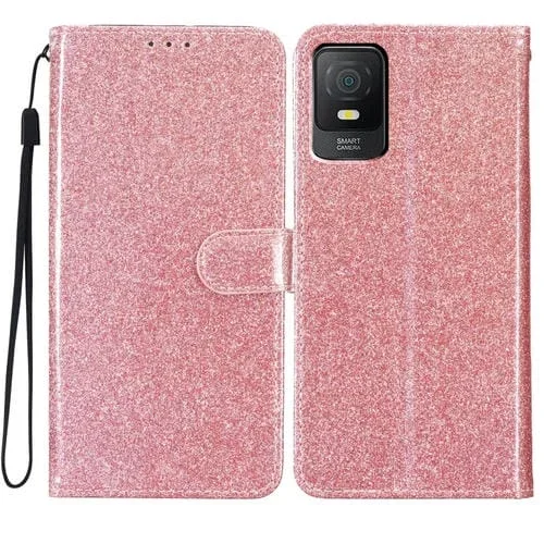 Funda Flip de Cuero para TCL 403 Glitter Powder (Oro Rosa)
