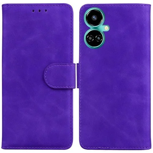 Funda Flip de Cuero para Tecno Camon 19 Skin Feel Pure Color (Púrpura)