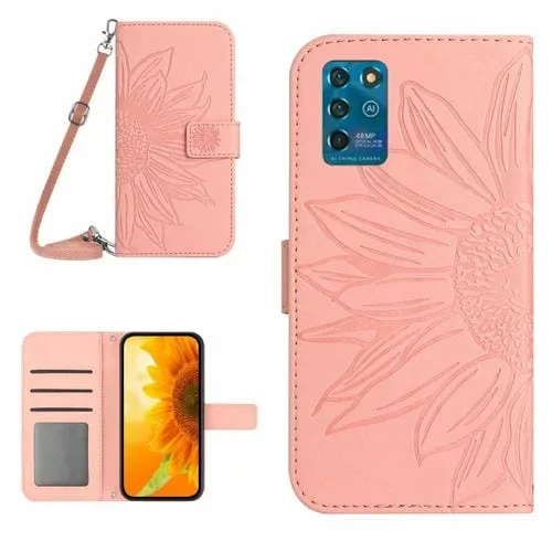 Funda Flip de Cuero ZTE Blade V30 Vita Skin Feel Sun Flower con Cordón (Rosa)