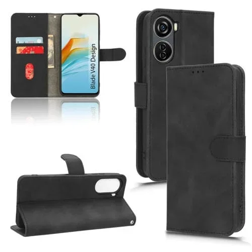 Funda Flip de Piel Magnética para ZTE Blade V40 Design Skin Feel (Negro)