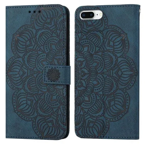 Funda Flip Flip Leather Mandala para iPhone 7 Plus y 8 Plus (Azul)