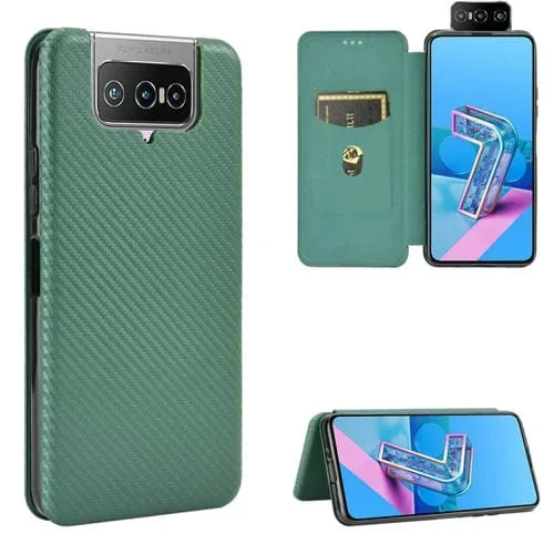 Funda Flip Horizontal Magnética Asus Zenfone 7 Zs670Ks y 7 Pro Zs671Ks TPU PC Cuero con Ranura (Verde)