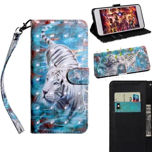 Funda Flip Horizontal TPU + Cuero PU con Soporte y Ranuras para Tarjetas para LG Stylo 5 (Tiger)