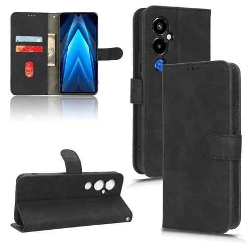 Funda Flip Leather Magnética para Tecno Pova 4 Pro (Negro)