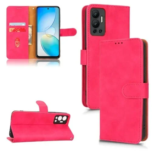 Funda Flip Leather Skin Feel Magnética para Infinix Hot 12 (Rose Red)