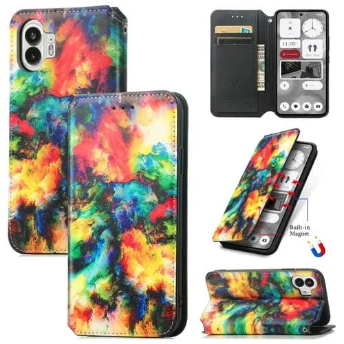 Funda For Nothing Phone 2 Caseneo Colorful Magnetic Leather con Tapa Magnética (Nubes Coloridas)