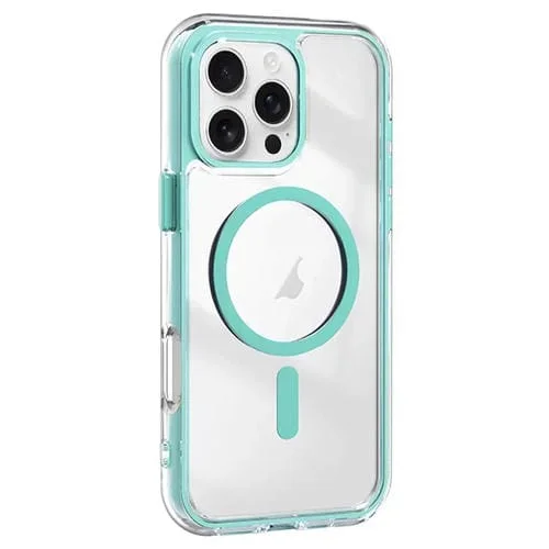 Funda híbrida Acrílico TPU Airbag a prueba de golpes Magsafe para iPhone 16 Pro (Verde Menta)