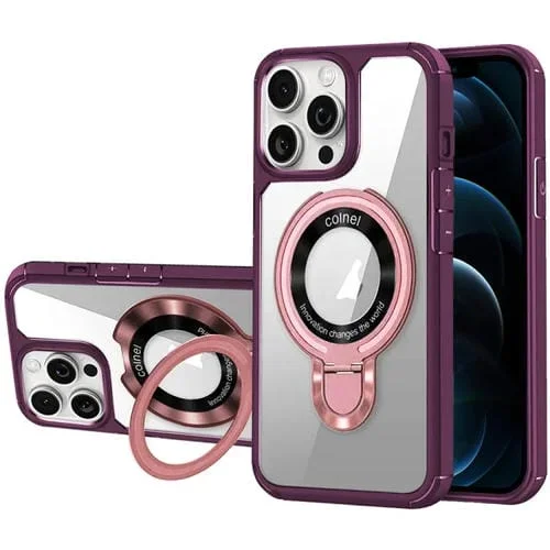 Funda Híbrida Acrílico TPU Magsafe para iPhone 12 Pro Max con Soporte (Rojo Vino)