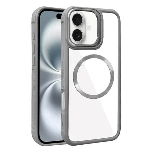 Funda híbrida Acrílico TPU textura Cd Chapada Magsafe para iPhone 16 (Gris)