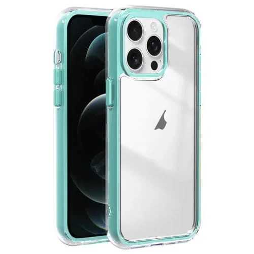 Funda Híbrida de Acrílico TPU 3 en 1 para iPhone 12 Pro Max a Prueba de Golpes con Airbag (Verde Menta)