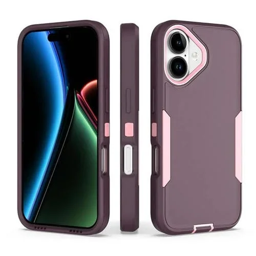Funda híbrida de TPU 2 en 1 para iPhone 17 (morado, rojo y rosa)